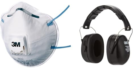 3M Atemschutzmaske Serie 8000 8822 FFP2 NR D & Kapselgehörschutz 90563E, Zusammenklappbarer Ohrenschützer, Bequemer Gehörschutz empfohlen für Geräuschpegel zwischen 94 bis 105 dB, schwarz, 1 Stück
