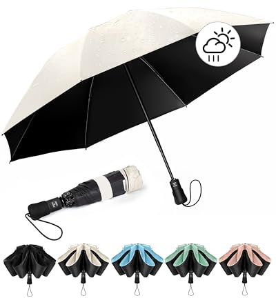 Chakipee Regenschirm, winddicht, stark, kompakt, automatischer Regenschirm für Damen und Herren, tragbar, faltbar, UV-Regenschirm für Reisen, passt Auto & Rucksack für Sonne, Wind und Regen