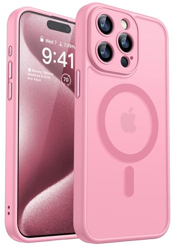 CANSHN 2024 Neu für iPhone 15 Pro Hülle mit Kameraschutz für Magsafe (TOP Militärschutz & Magnetkraft) Extrem Haltbarkeit Hülle iPhone 15 Pro Case Stoßfest, Rosa