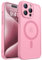 CANSHN Magnetic Compatible with iPhone 15 Pro Case, Upgraded [Full Camera Protection] [Compatible with Magsafe] [Translucent Matte] Shockproof Protective Phone Case 6.1 - Pink