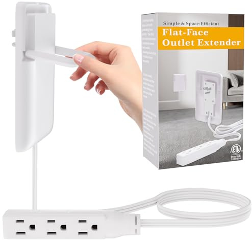 STARELO - 3 Feet Flat Extension Cable with Cover, 3 Sockets, Type B, 1875W, 15A, 125V, for Electrical Appliances, Suitable for Dry Indoor Use