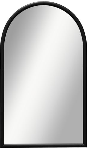 HOMCOM Espejo de Pared 65x110 cm Espejo de Recibidor con Marco de Madera en Forma de Ventana Espejo Decorativo para Salón Dormitorio Entrada Negro