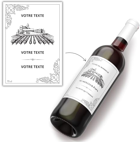 Etiquettes à personnaliser bouteille vin | étiquette personnalisée | idée cadeau | mariage, baptême, anniversaire, annonce grossesse