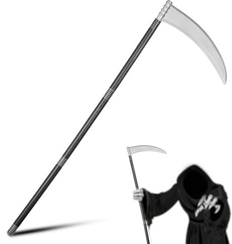 Shyllin Falce da Morte, 90 cm Falce Halloween Staccabile, Falce da Tristo Mietitore, Costume Halloween Morte Adulti e Bambini, Falce della Morte per Giochi di Ruolo, Carnevale, Feste a Tema