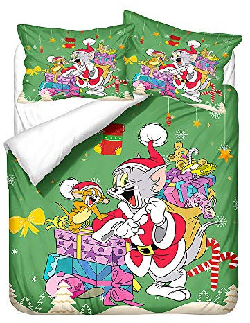 Tomerry Bettwäsche 135 X 200 cm,Kissenbezug 80 X 80 cm,Kinderbettwäsche-Set,Kids Bettwäsche Kinder Mädchen Mit Reißverschluss,Bettbezug (C,155x220cm+75x50cmx1)