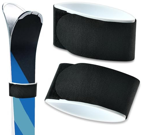IHLOOTD Ski Klettband 2 Stück Skiband Klett Skibänder Klettverschluss Ski Band Multifunktion Ski Straps für Snowboard, Skistöcke, Skiausrüstung