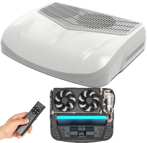 Climatiseur Pour Camping-Car - Deux Ventilateurs, Climatiseur Cc Sur Le Toit, Climatiseur De Toit Pour Camping-Car 55 Db Pour Le Refroidissement, Unité Cc 12 V/24 V Facile à Installer ,12V