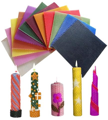 Editbar 12 Stück Bienenwachs-Kerzenherstellungs Set,12 Farben Bienenwachsplatten Für Kerzen, 20*20cm,Bienenwachskerzen,Machen Sie Ihre Eigenen Kerzen,Zur Kerzenherstellung, Basteln, Weihnachtskerzen