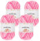 Aeelike 200g(4x50g) Farbverlauf Baumwolle zum Stricken, Langlebige Amigurumi-Set Acryl Baumwollgarn, 5Ply Garn zum Häkeln für Socken, Mützen, Schals, Pullover, Puppen, Rosa