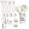 18 Piezas Utensilios Cocina de Silicona,Utensilios de Cocina de Silicona,Juego de Utensilios de Cocina de Silicona Resistente al Calor con Cubo para Guardar Utensilios de Cocina (Blanco)