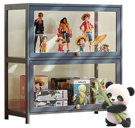 Ddasam Sammlervitrine, setzkasten mit Scheibe, Wandvitrine für Sammlerstücke Aufbewahrungsschrank mit für Miniaturmodelle von Autos, Figur, Modellbau73×70×33cm,Vitrine mit 2 Fächern