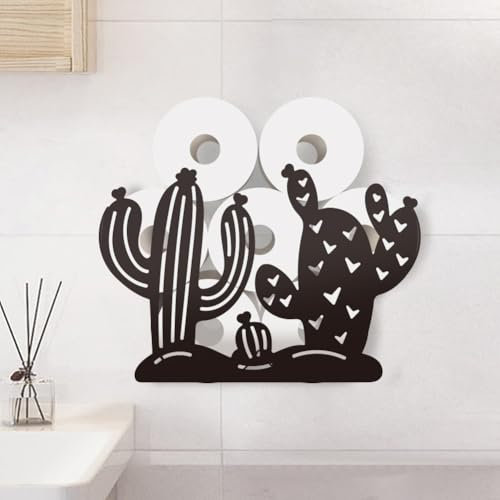 WADORN Porte Papier Toilette Cactus, Support Mural en Métal pour Papier de Cactus Amusant Porte Rouleau de Toilette pour 8 Rouleau Supplémentaire pour Salle de Bain