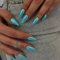 Metallic Teal Blue False Nails Almond, SXVME Chrome Press On Nails Medium, Glazed Shine Fake Nails with Mirror Effect, Acrylic Stick on Nails for Women Daily & Party Wear