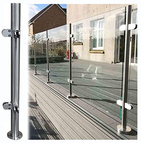 WUNMSKZR Balustrade d'escalier en Acier Inoxydable et Verre pour clôture de Piscine, système de Garde-Corps Rond argenté, Poteau de Balustrade en Verre Robuste et Moderne pour escalier/Balcon