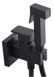 GALYON Imex Irland Pro Einbauarmatur für Bidet, quadratisch, Badarmatur, Kalt- und Warmwasser, ergonomischer Griff, verstärkter Stahl-Schlauch, Wandmontage, Mattschwarz