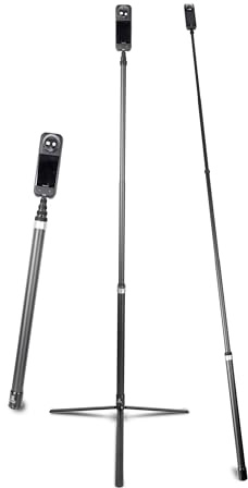 Selfie-Stick und Stativ für Panoramakamera, Karbonfaser, unsichtbar, 299,7 | Für Insta360 X6 X5 X4 X3 X2 ONE RS, für DJI Osmo 360, 3 m unsichtbarer Selfie-Stick, 45,7 bis 299,7 cm Reichweite