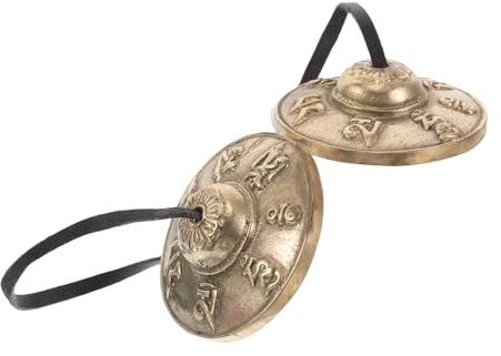 Tibetische Tingsha Zimbeln Glocke 1 Paar aus Kupfer mit Tasche | Musikauftritte und Freizeit, Angenehme Klänge, Goldfarben, Geeignet für Unterricht und Atmosphäre