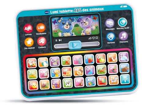 VTech - Lumi Tablette ABC des Animaux - Tablette Lumineuse Enfant - Jouet Éducatif pour Apprendre Les Couleurs - Jeux Alphabet, Jeu Musical - Cadeau Enfant Dès 1 an - Contenu en Français