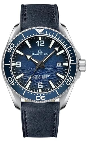 BAOFEILUN Uhren Herren Automatik mit Mechanische Japanischem Werk, Leuchtendem U-Boot & Maritimem Wellen-Zifferblatt - 42mm Edelstahlgehäuse, Keramik-Lünette, 2 Armbänder, Perfektes Männergeschenk