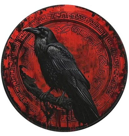 Mauspad Schwarze Krähe,Piratenrunen,Wikinger,Nordische Mythologies | 20Cm Mausmatte Gummibasis Genähten Kanten Maus Pad Für Studium Pc Spiele