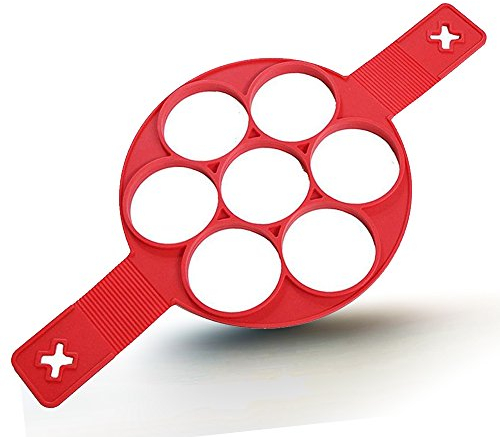 Pancake Molds Silicone Baking Mould Egg Maker Pancake Flipper Egg Ring Nonstick Silicone Round Egg Rings 7 Circles