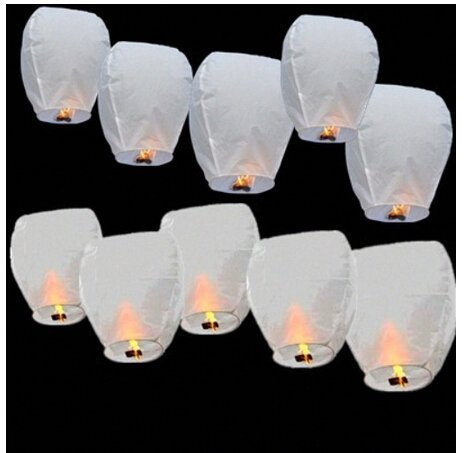 Farolillos voladores chinos Sky color blanco 20 unidades