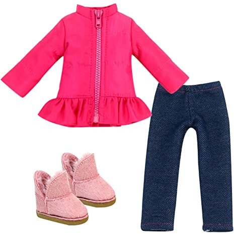 Sophia’s 3 Piece Baby Dolls Clothes Set, Doll Pink Jacket, Jeggings with Doll Boots for 15 Inch Baby Dolls, Dolls Accessories, Doll Not Included