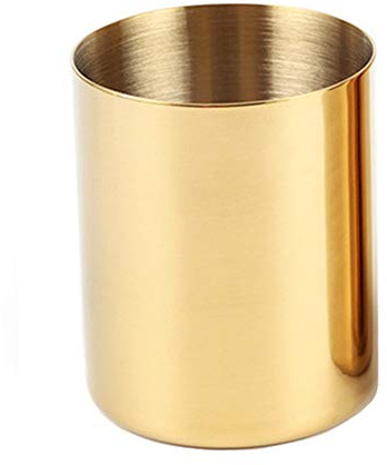 MultiBey Gold Pen Holder, Stainless Steel Desk Tidy Pencil Pot, 8.5x10cm | Gold Pen Holder For Desk Tidy, 304 Stainless Steel, Storage Pens, Pencils, Makeup Brushes, Home Office