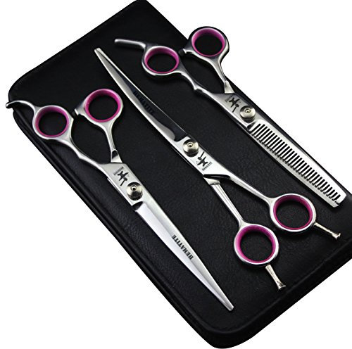 FOMALHAUT 19.5 cm Professional Pet Toilettage Ciseaux Ensemble, Ciseaux de Coupe et Ciseaux à effiler pour Chien et Chat, y Compris Peigne, Noir Coque