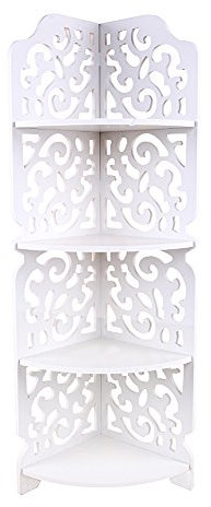 Estink Meuble de Rangement Dangle à 4 Niveaux, Mural Étagère d'angle Sculpté Hydrofuge pour Salle de Bains