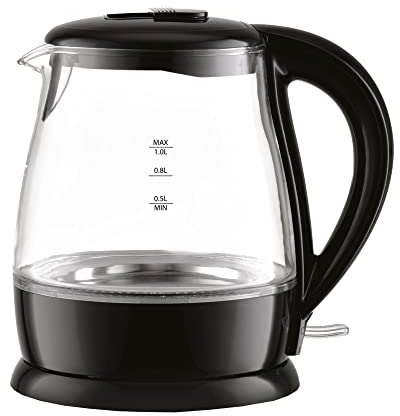 Quest Glass Light Up Kettle, Black, One Size