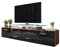Mirjan24 TV Schrank Agnes, TV Lowboard mit 2 Türen und 2 Schubladen, fronten in Hochglanz, TV-Bank Fernsehschrank, Sideboard Tisch (Pflaume/schwarz Hochglanz, mit weißer LED Beleuchtung)