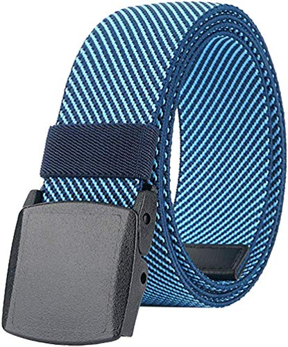 LionVII Elastische Gürtel für Herren Damen Canvas mit Kunststoffschnalle 130cm (Blau)