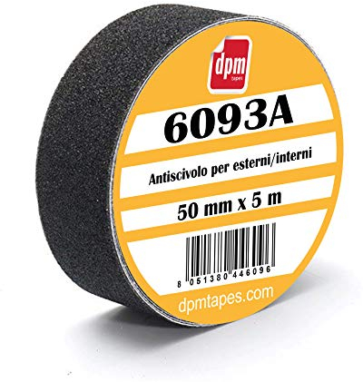 DPM Tapes 6093A - AntiRutsch Klebeband schwarz für den Innen- und Außenbereich – Anti-Fall, rutschfest, rückstandsfrei (50 mm x 5 m)