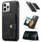 HERCN Custodia in pelle PU per iPhone 12/12 Pro 6.1 ;Portacarte -Cavalletto -Copertura del telefono cellulare Funzionale con piccolo portafoglio magnetico unico. (Nero)