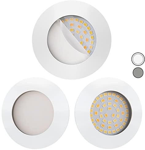 Scandinavian home 3er Set LED Einbaustrahler Dimmbar WarmDim 230V 5,8W Warmweiß 60mm - 70mm I Badezimmer geeignet I CRI 90 580lm 3100K 68mm I Weiß-Matt mit Milchglas I LED Spot flach