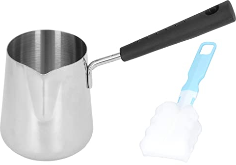 Cafetera Turca de 350ml, Calentador de Mantequilla Y Café de Acero Inoxidable, Mini Jarra de Leche de Superficie Brillante con Boquilla, Herramienta para Hacer Café con Leche