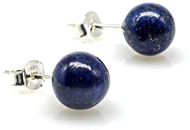 Ohrring 925 Sterling Silber Lapislazuli Perlen 8 mm