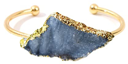 KhuWan Unregelmäßige Galaxie-Rohstein-Armbänder, Goldener, handgefertigter, Verstellbarer Armreif