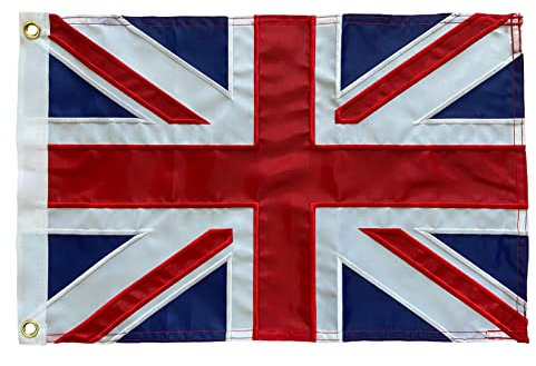 Homissor Bandiera britannica 30,5 x 45,7 cm, bandiera inglese, bandiera inglese ricamata con strisce cucite, bandiera del Regno Unito 1 x 1,5, resistente per esterni