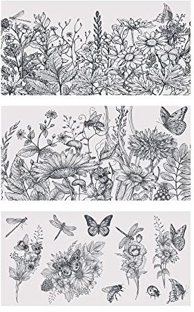 Thymeless Designs - Transferencias para manualidades y muebles, 3 hojas de diseño de 6 x 12 pulgadas, para decoración del hogar, calcomanías para muebles y manualidades, por Thymeless Designs