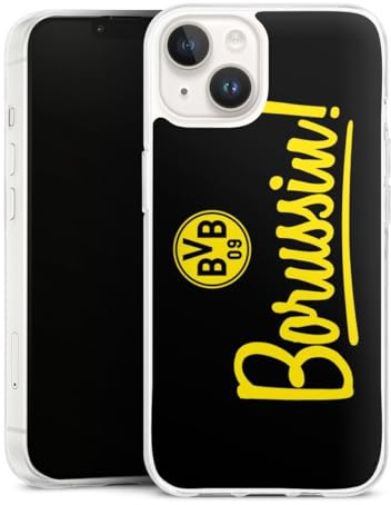 Silikon Hülle kompatibel mit Apple iPhone 14 Case transparent Handyhülle BVB Fußball Borussia Dortmund