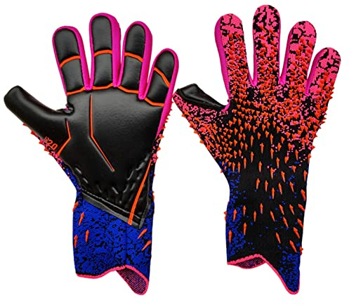 HOMDECR Torwarthandschuhe Mit Fingersave, rutschfest Latex Torwarthandschuhe Herren Keeper Handschuhe Mit Extra Starkem Grip Haltbare Torhüterhandschuhe Für Kinder/Jugendliche (EE,7)