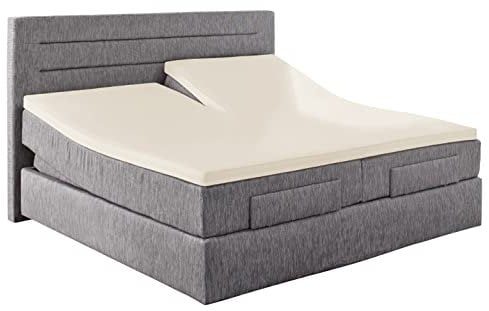 Beddress - Spannbettlaken für Splitt-Topper, Splitt-Matratzen, 180-200 x 200-220 cm, 95% gekämmte Baumwolle & 5% Elastan, Oeko-Tex, Ecru Beige