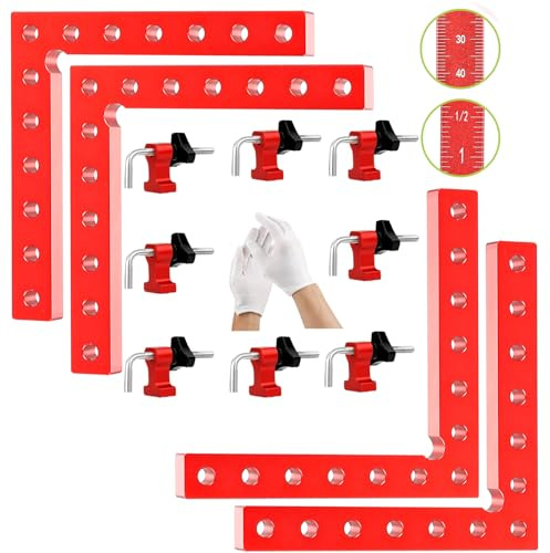Angle de Positionnement à 90 Degrés - Pince de Fixation à Angle Droit en Alliage D'aluminium,Équerres de Positionnement à 90 Degrés Pour Armoires,Cadre Photo,Tiroirs- 4 Ensembles (14 cm/5,5)