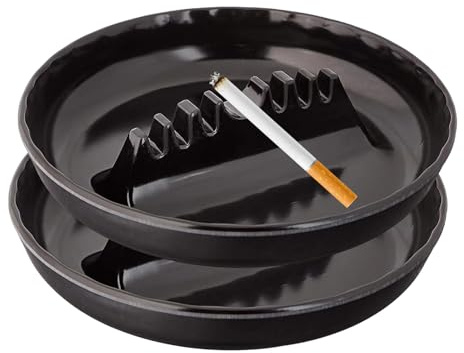 Ash Tray for Cigarettes - Ashtrays for Cigarettes Outdoor Ash Tray-2 Pack 7 Inches Large Size Patio Ashtray, Home Ashtray, Smokeless Tabletop Ashtrays,Trash Can(black)