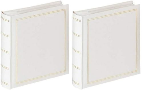 walther Design Photo Album White 200 Photos 10 x 15 cm Memo Slip-in Album Imitation Leather with Embossing, Monza ME-138-W (Pack of 2)