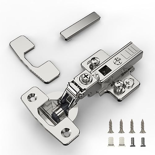Furniware 10 pièces Semi Recouvrante charnières d'armoire avec charnière à fermeture amortie Réglage 4D (profondeur, côté, hauteur et vitesse de fermeture) Charnières à recouvrement complet