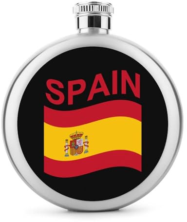 Petaca con bandera de España de 5 onzas a prueba de fugas, botella de vino de acero inoxidable para regalos de fiesta de boda
