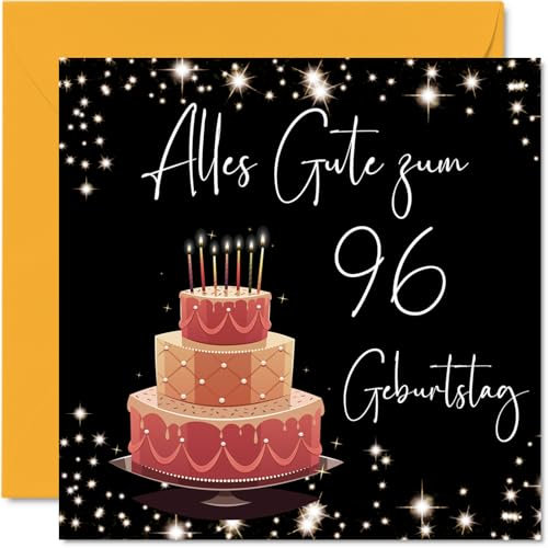 96. Geburtstagskarte für Frauen - Elegant Stilvoll - Alles Gute zum Geburtstagskarten für 96 Jährige Frau Mama Urgroßmutter Oma, 145mm Sechsundneunzig Sechsundneunzigster Geburtstag Grußkarten